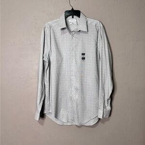 Calvin Klein Men's Light Gray Casual Button Down Shirt